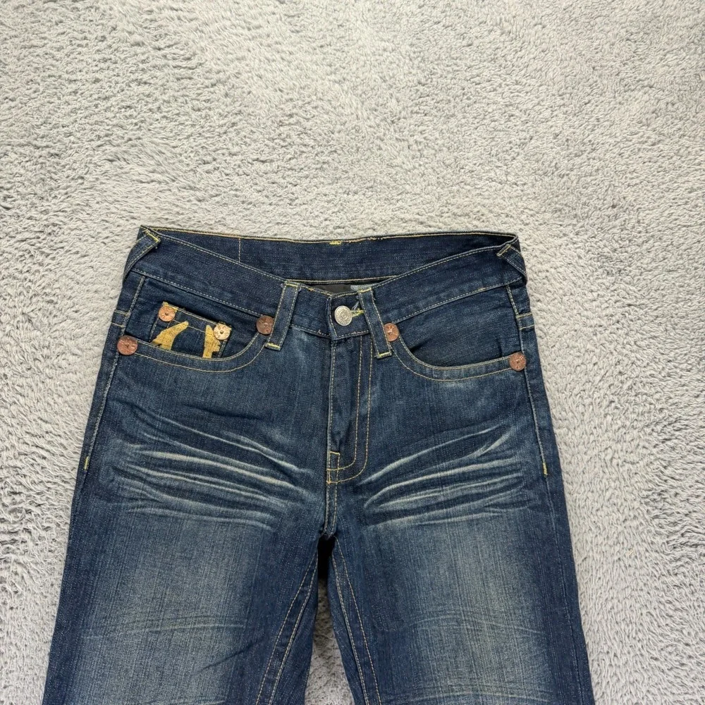 True Religion Jeans Mens 32x34 Blue‎ Cotton Denim Straight Workwear Faded Travel